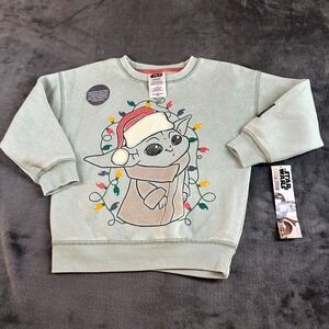 Star Wars Mandalorian Baby Yoda Christmas Lights Sweatshirt Baby‎ Toddler 3T NWT